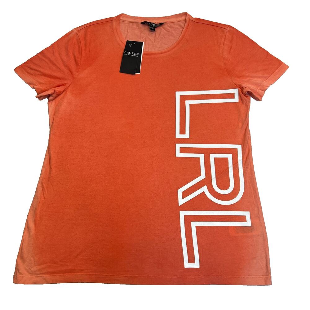 NWT Polo Ralph Lauren Womens Shirt Lightweight LRL Fade Orange, Sz M